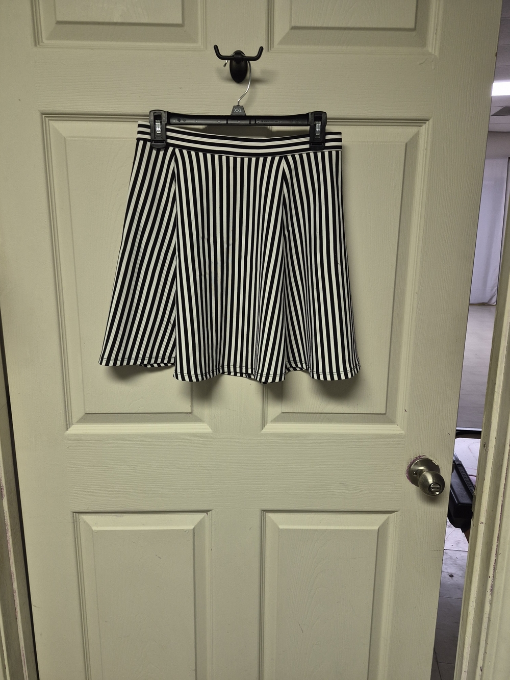 Papaya Black and White Striped Skater Skirt